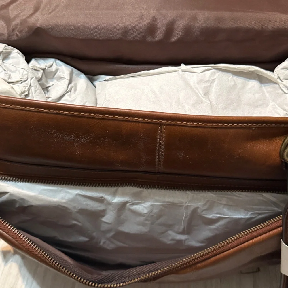 NWT Classic Brown Leather Men's Bag - Picture 7 of 9